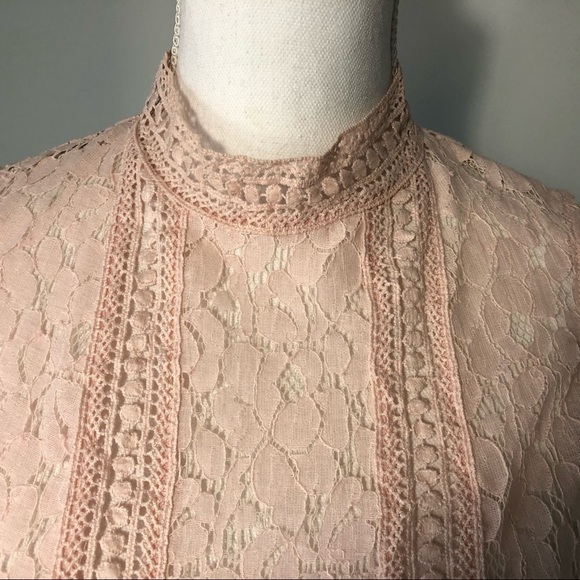 After Market Lace Peplum Sleveless Blouse Baby Pink Size Small - Picture 3 of 6